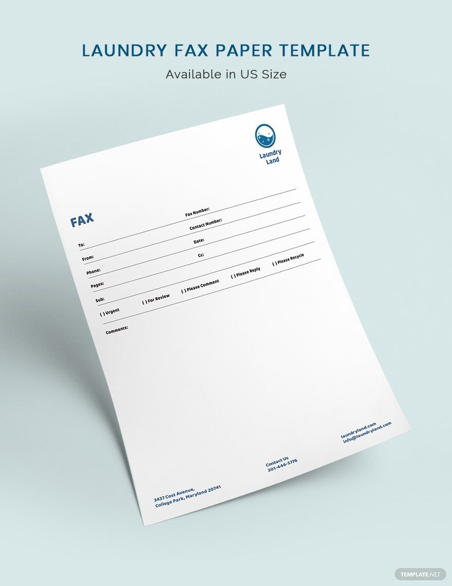 Free Laundry Fax Paper Template
