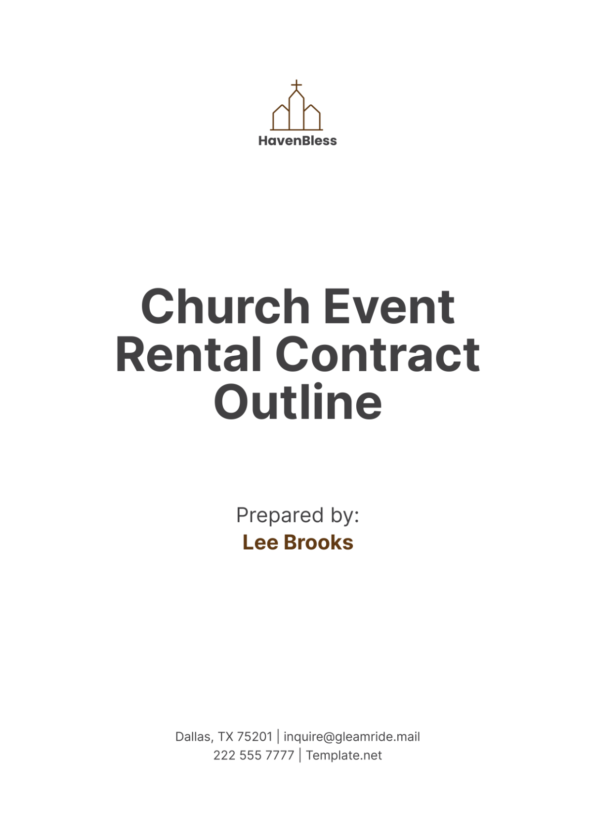 Church Event Rental Contract Outline Template - Edit Online & Download