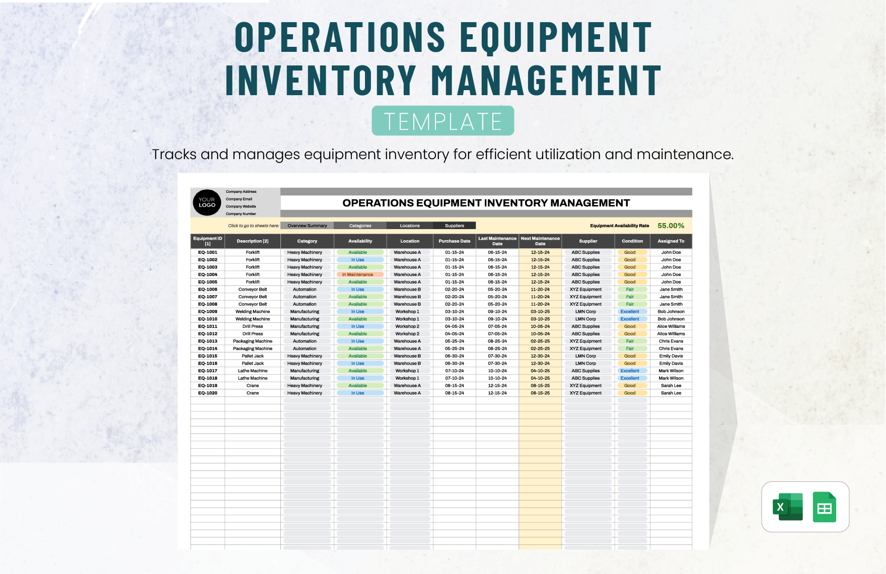 Operations Equipment Inventory Management Template