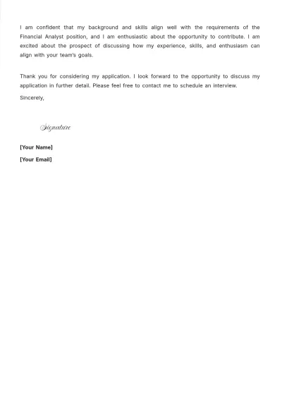 Free Finance Employment Cover Letter to Edit Online