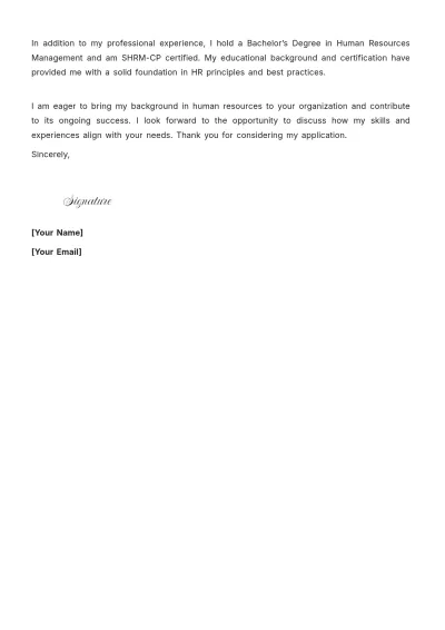 Free HR Employment Cover Letter to Edit Online