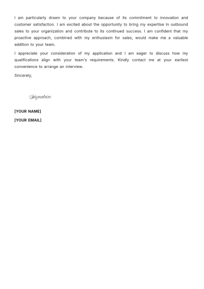 Free Cover Letter for Outbound Sales Representative to Edit Online
