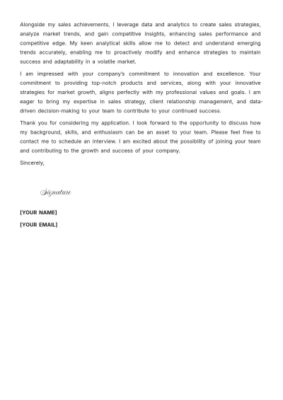 Free Experienced Field Sales Representative Cover Letter to Edit Online