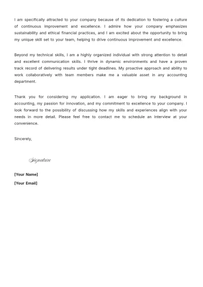 Free Accounting Employment Cover Letter to Edit Online
