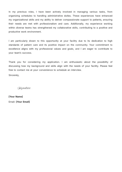 Free Healthcare Employment Cover Letter to Edit Online
