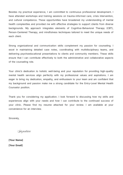 Free Entry Level Counselor Cover Letter to Edit Online