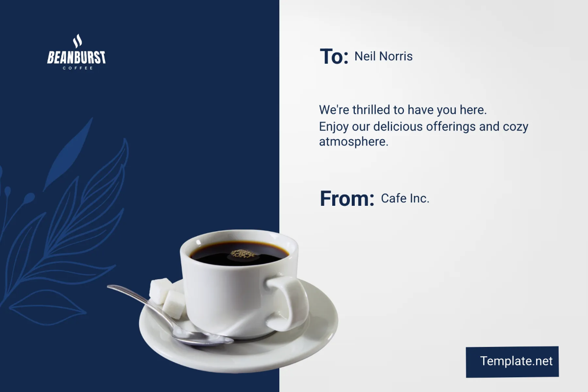 Free Cafe Guest Welcome Postcard Template to Edit Online