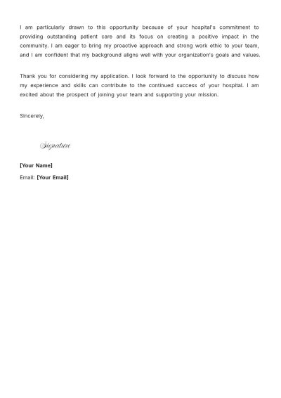 Free Hospital Employment Cover Letter to Edit Online