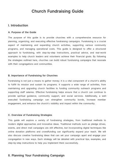 Free Church Fundraising Guide Template to Edit Online