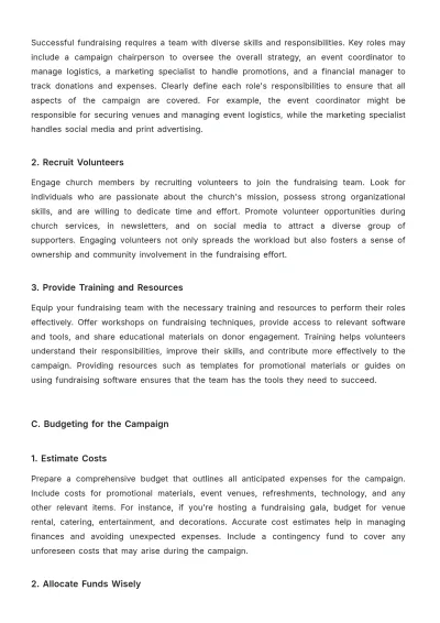 Free Church Fundraising Guide Template to Edit Online
