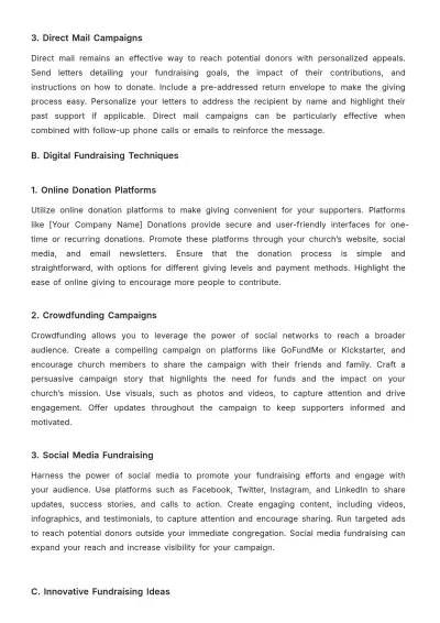Free Church Fundraising Guide Template to Edit Online