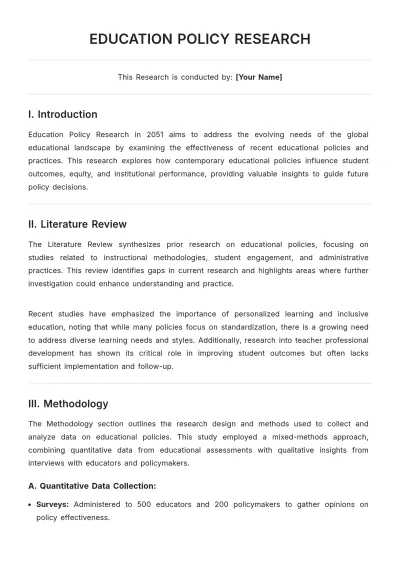 Free Education Policy Research Template to Edit Online
