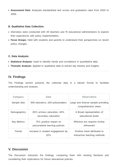 Free Education Policy Research Template to Edit Online