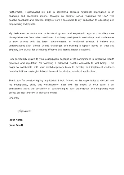 Free Nutritional Counselor Cover Letter to Edit Online