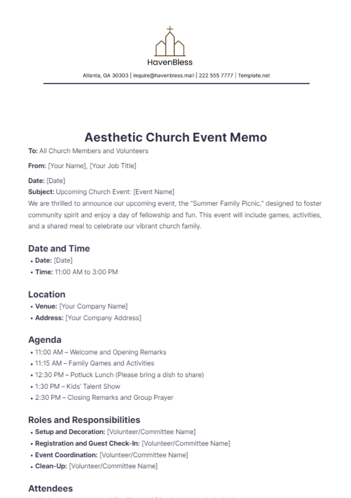 Aesthetic Church Event Memo Template - Edit Online & Download