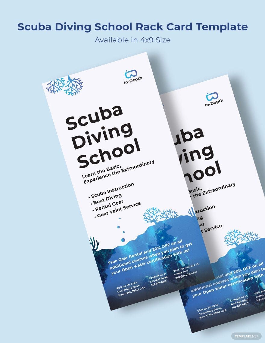 Scuba Diving School Rack Card Template