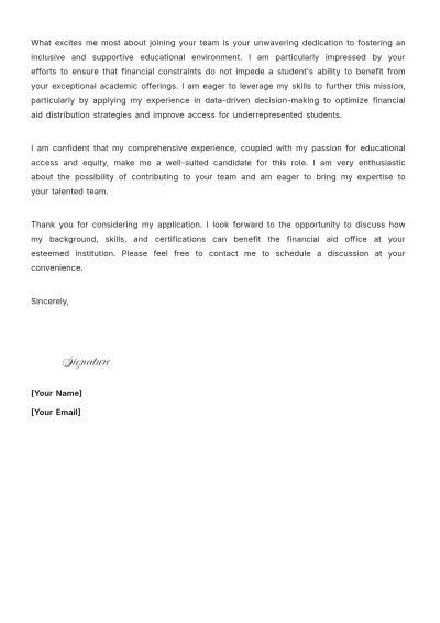 Free Financial Aid Counselor Cover Letter to Edit Online