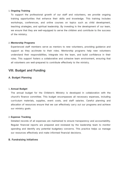 Free Church Children Ministry Guide Template to Edit Online