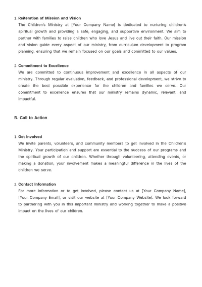 Free Church Children Ministry Guide Template to Edit Online