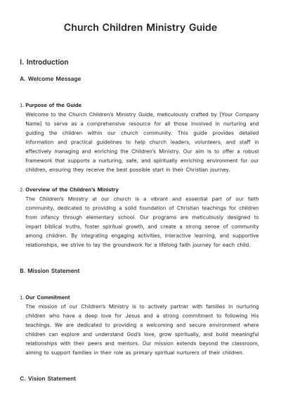 Free Church Children Ministry Guide Template to Edit Online