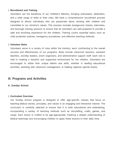 Free Church Children Ministry Guide Template to Edit Online
