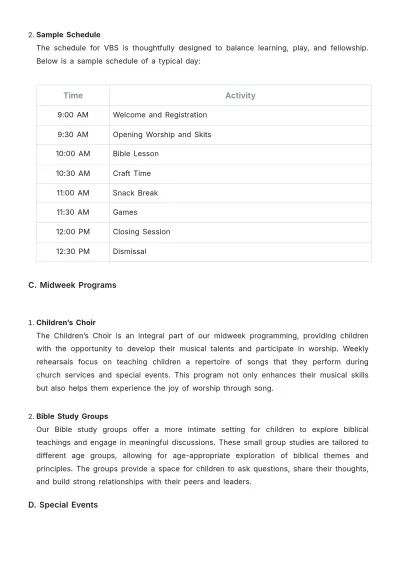 Free Church Children Ministry Guide Template to Edit Online