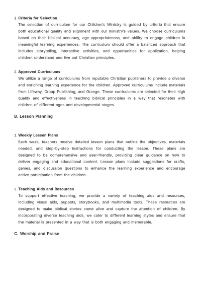 Free Church Children Ministry Guide Template to Edit Online