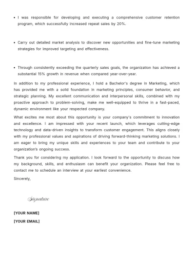 Free Sales and Marketing Representative Cover Letter to Edit Online