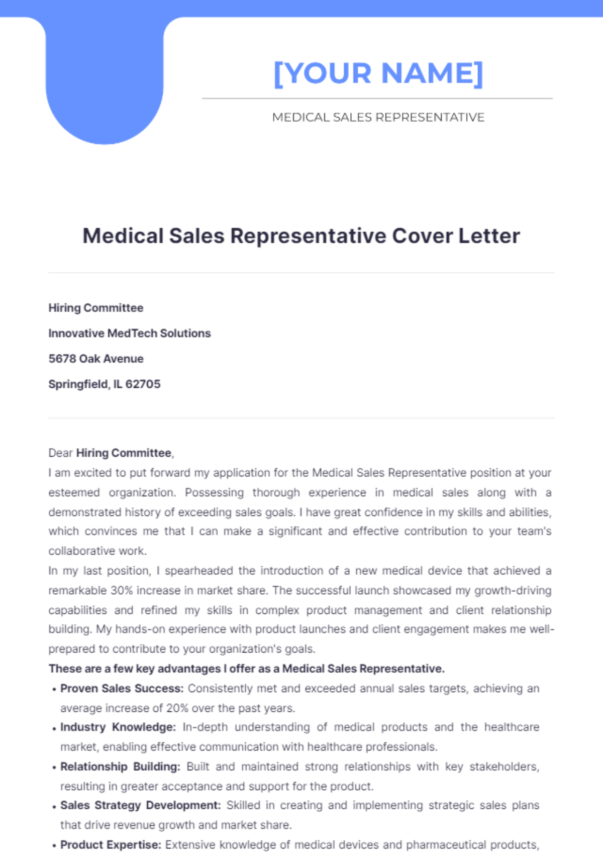 Free Medical Sales Representative Cover Letter Template To Edit Online Free Medical Sales Representative Cover Letter Template To Edit Online