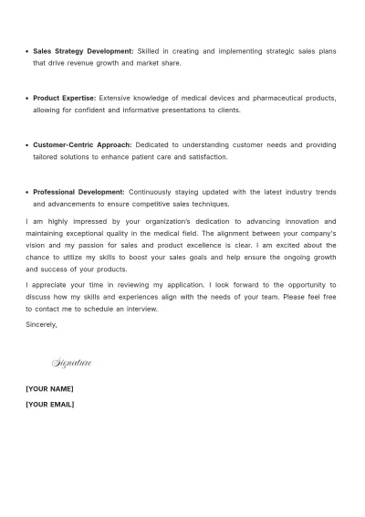 Free Medical Sales Representative Cover Letter to Edit Online