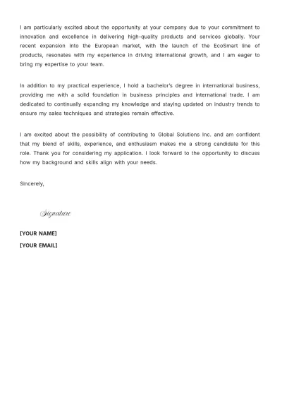 Free International Sales Representative Cover Letter to Edit Online