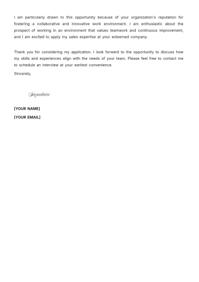 Free Direct Sales Representative Cover Letter to Edit Online