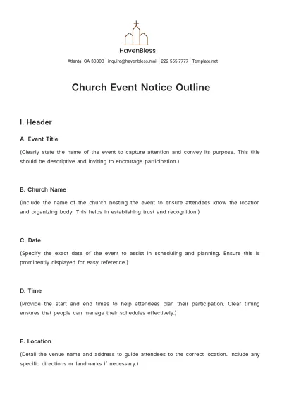 Free Church Event Notice Outline Template to Edit Online
