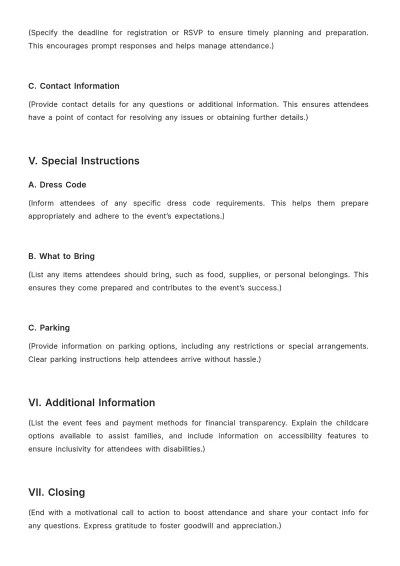 Free Church Event Notice Outline Template to Edit Online