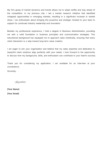 Free Sales Representative Resume Cover Letter to Edit Online