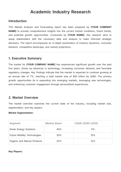 Free Academic Industry Research Template to Edit Online