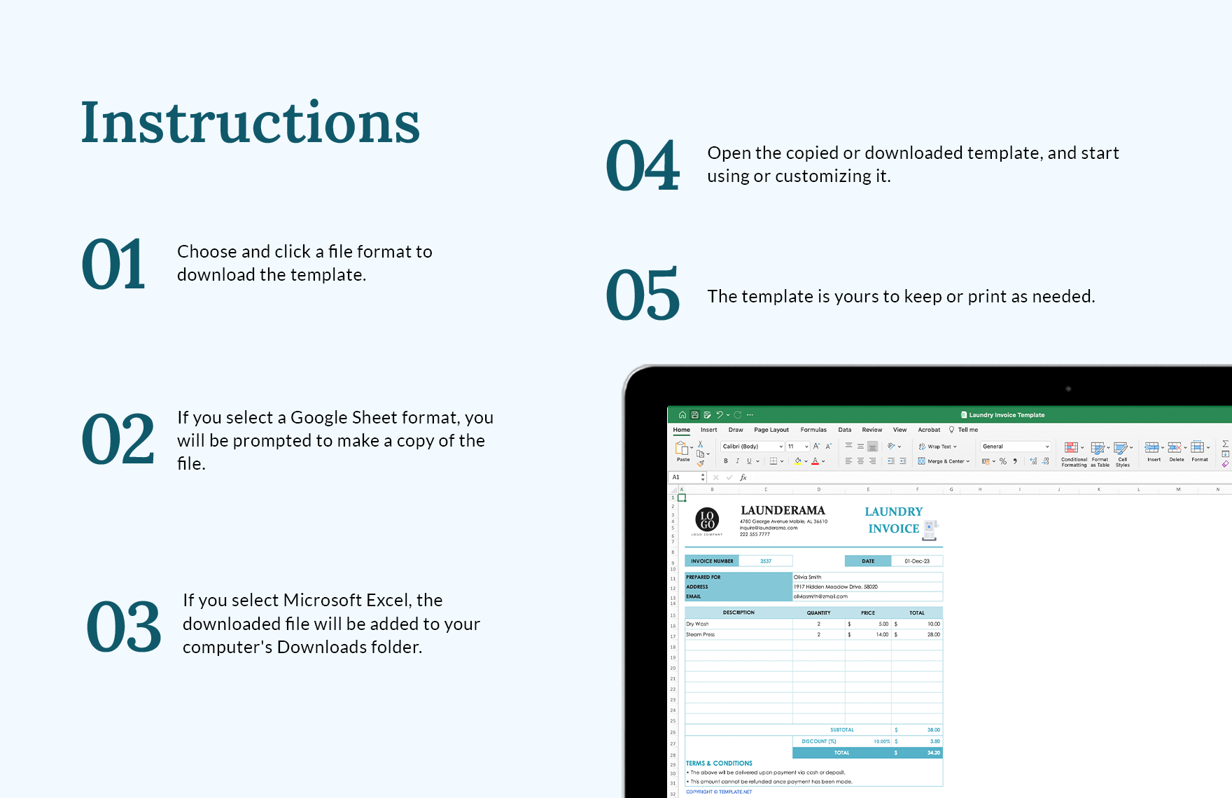 Laundry Invoice Template