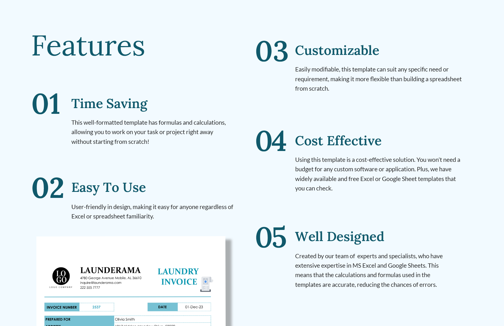 Laundry Invoice Template