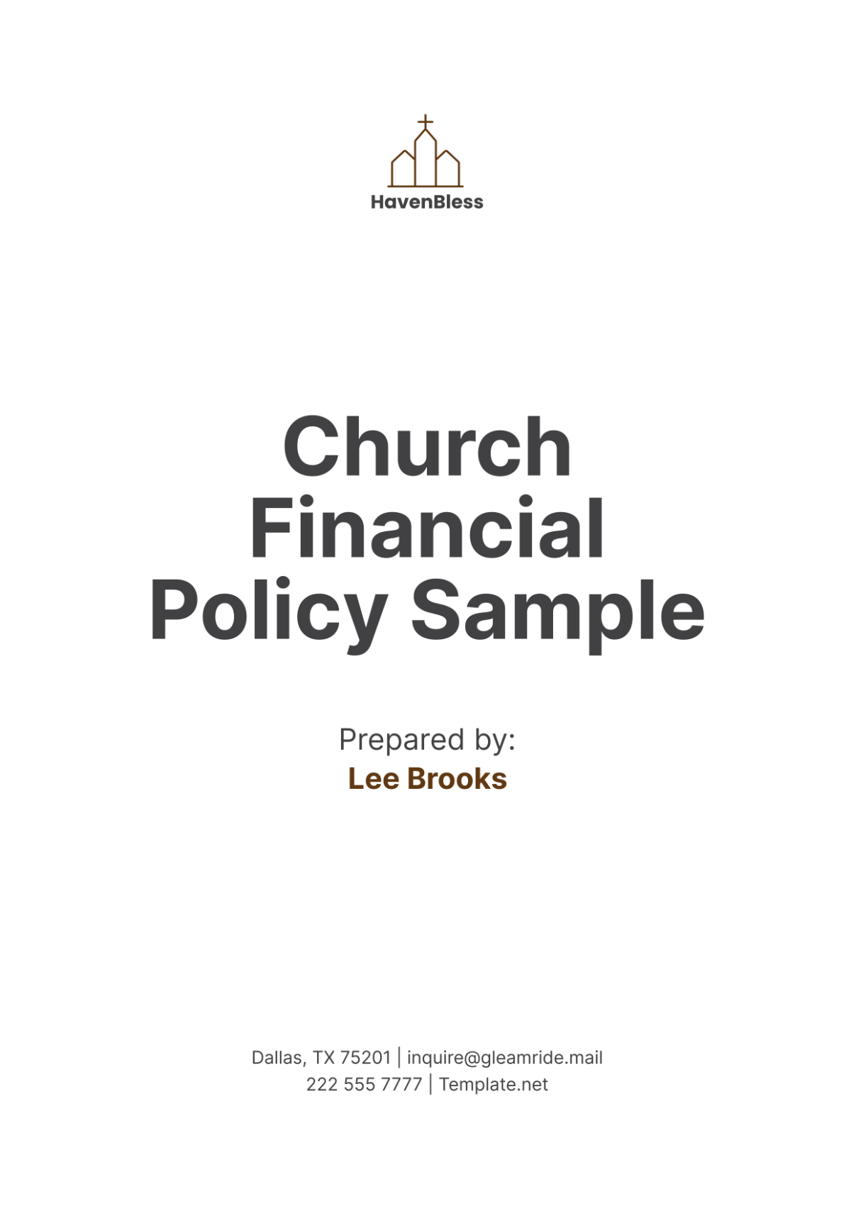 Church Financial Policy Sample Template - Edit Online & Download