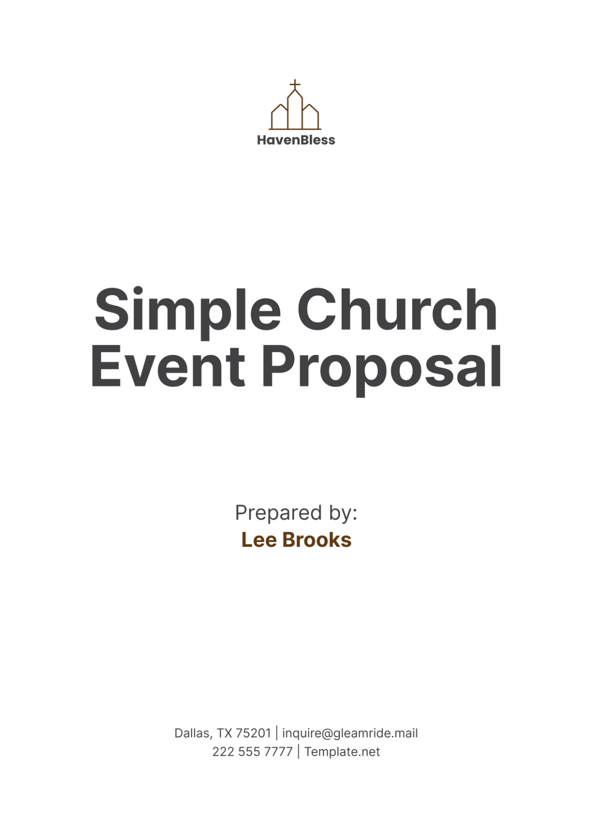 Free Simple Church Event Proposal Template - Edit Online & Download ...