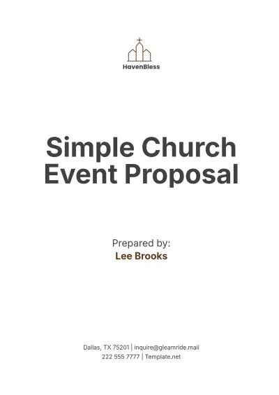 Free Simple Church Event Proposal Template to Edit Online