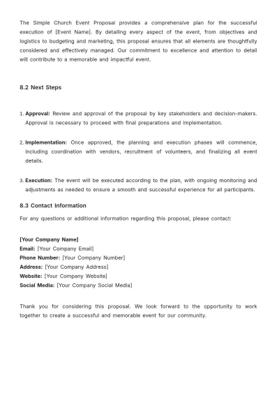 Free Simple Church Event Proposal Template to Edit Online