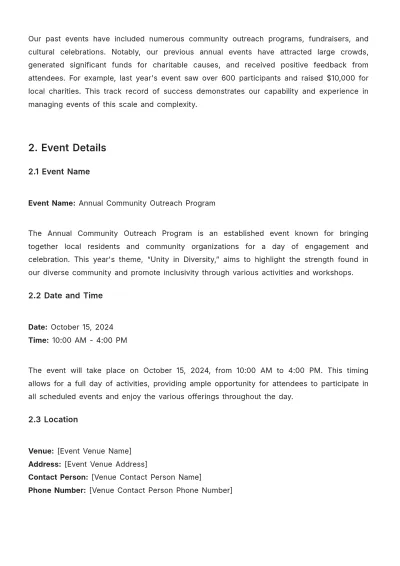 Free Simple Church Event Proposal Template to Edit Online