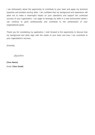 Free Technician Employment Cover Letter to Edit Online
