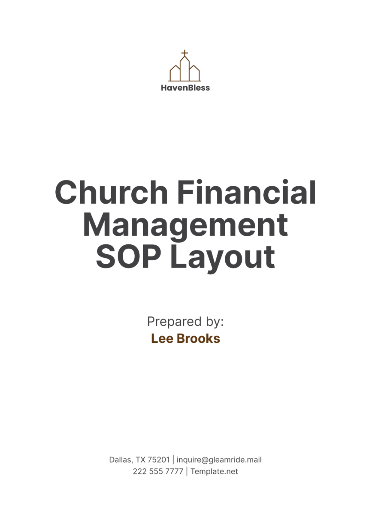 Church Financial Management SOP Layout Template - Edit Online & Download