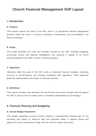 Free Church Financial Management SOP Layout Template to Edit Online