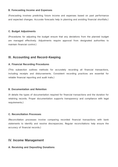 Free Church Financial Management SOP Layout Template to Edit Online