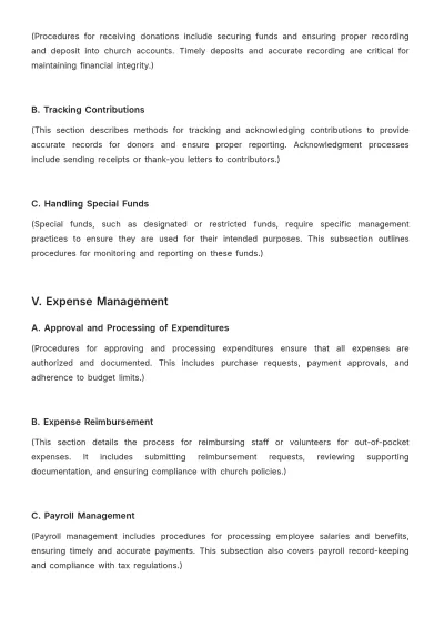 Free Church Financial Management SOP Layout Template to Edit Online