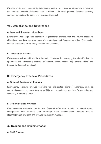 Free Church Financial Management SOP Layout Template to Edit Online