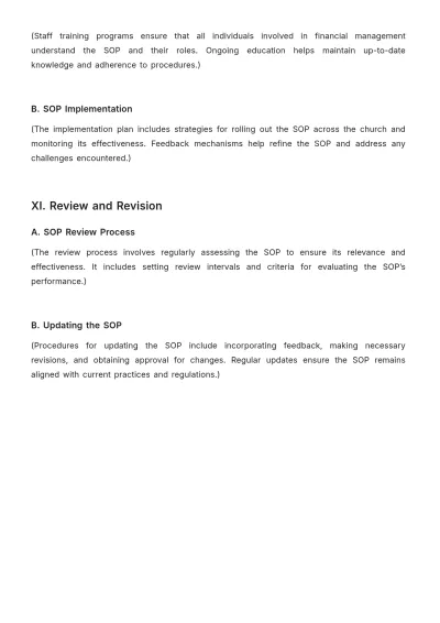 Free Church Financial Management SOP Layout Template to Edit Online